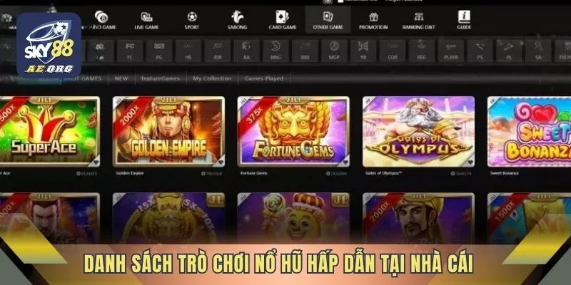 Danh sách trò chơi nổ hũ hấp dẫn tại nhà cái