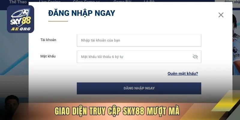 Giao diện truy cập Sky88 mượt mà